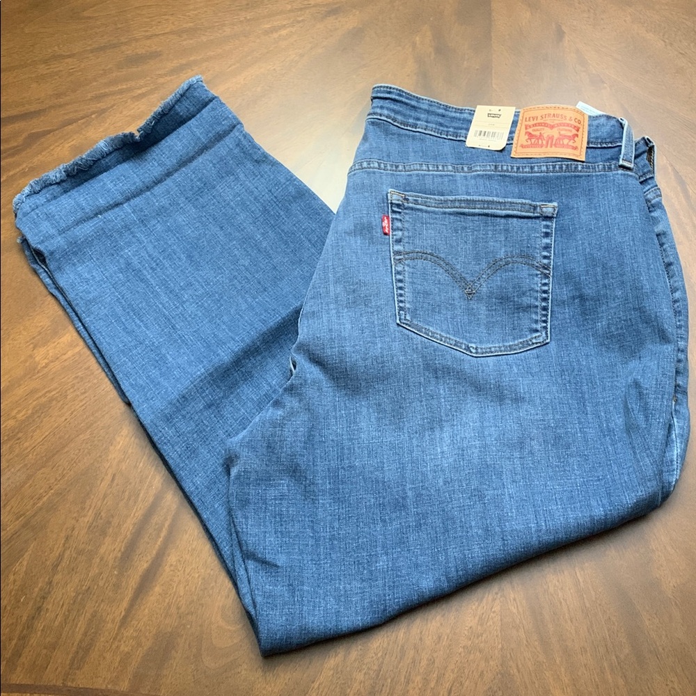 🇺🇸 LEVI’s Distressed Boyfriend Blue Jeans Medium Wash NWT 24W